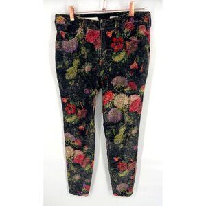 Anthropologie -Pilcro Dark Floral Ankle Jeans/pants size 28 high waisted